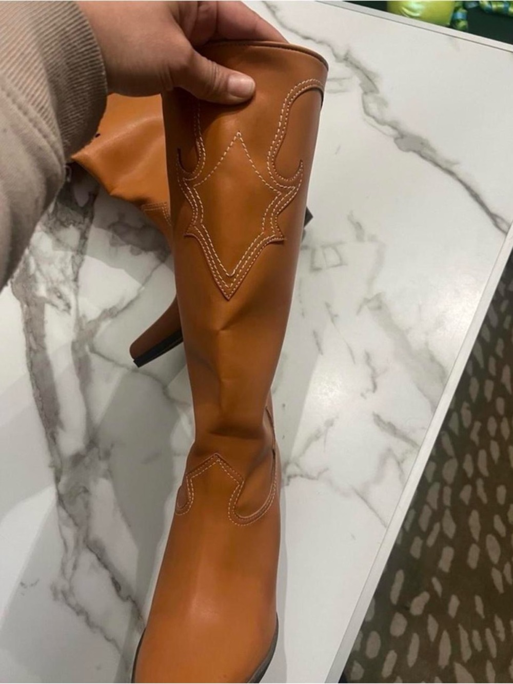 Zodiac Chestnut Brown Mid-Calf Western Heeled Boots - Picture 6 of 6